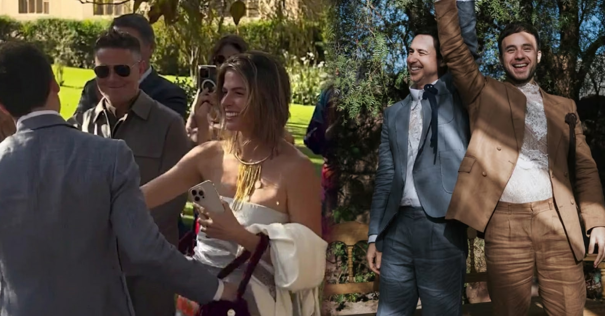 ¡No se ocultan! Alejandro Sanz y Stephanie Cayo se lucen juntos en la boda de Bruno Ascenzo y Adrián Bello